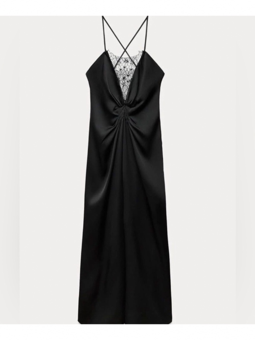 Zara maxi silk dress with lace and sequin details. NWOT